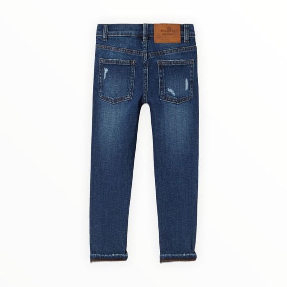 ZARA Kids | Blue | DESTROYED DARK WASH JEANS - Picture 2 of 4